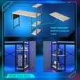 thumbnail image 4 of Bestier Reversible 44 inch Computer Desk with LED Lights Gaming Desk with 4 Tier Shelves Grey, 4 of 10