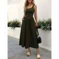 thumbnail image 4 of Women'S Summer Maxi Dress Sleeveless Square Neck Casual Beach Sundress with Pockets, Flowy Patchwork Knit  Green M, 4 of 6