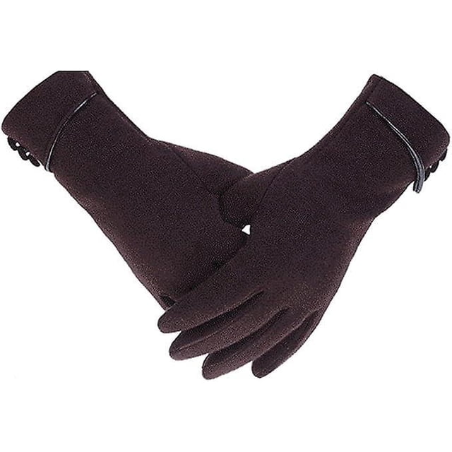 1 par de Gants Chauds Pour Femmes D'hiver Pour Femmes Couleur De Caf, Cran Tactile, Gants Pais Doubls Coupe-vent