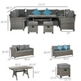 thumbnail image 3 of Outsunny Patio Furniture Sectional Sofa w/ Ottomans & Table, Gray, 3 of 8