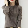 thumbnail image 2 of YAMXUN Women Cardigan O-Neck Sweater Spring Autumn Winter Female Long Sleeve Wool Knitted Solid Soft, 2 of 6
