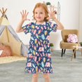 thumbnail image 3 of FORMRS Girls Short Sleeve Dress Summer Casual Round Neck A-line Beach Sundress, Sizes 2T-8T, Pink Cartoon Truck Pattern, 3 of 8