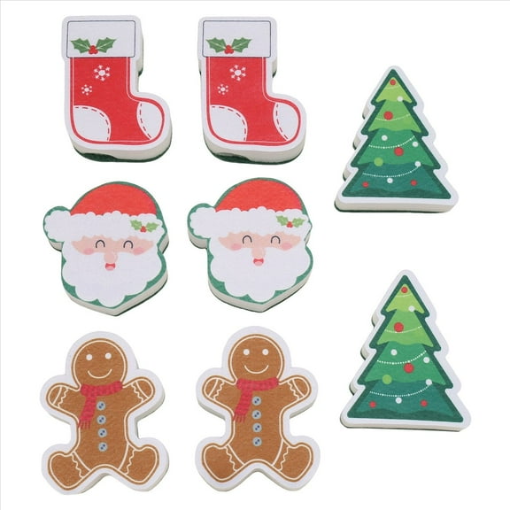 8 Pcs Christmas Sponges Kitchen Dual Sided Dish for Washing Dishes Santa Tree Gingerbread Man