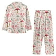 thumbnail image 4 of Kuiaobaty Mushroom Flower Leaf Women's Long Sleeve Pajamas Set Lightweight Nightgown Button Down Top and Pants Holiday Pjs Lounge Sleepwear Sets with Pockets, Size M, 4 of 7