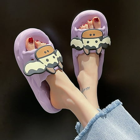 

Honeeladyy Sandals with skirt Women Men Slippers Home Couple Shoes Indoor Outside Soft Soled Cow Slippers