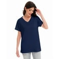 thumbnail image 3 of Women's V Neck T Shirts Short Rolled Sleeve Loose Fit Tops Side Split Summer Tees, 3 of 7