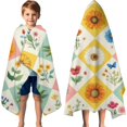 thumbnail image 3 of Pioneer Flower Floral Print Pattern Hooded Bath Towel，60"x35" for Ages 3 To 12 Kids, Quick Dry Lightweight Soft Microfiber Hood Beach Towel Cover Up for Kids, 3 of 7