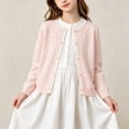 thumbnail image 2 of Abtuhar Toddler Kids Boys Girls Fall Winter Cardigan Coat Hollow Floral‑knit Round‑neck Coat for 1‑10 Years, 2 of 5