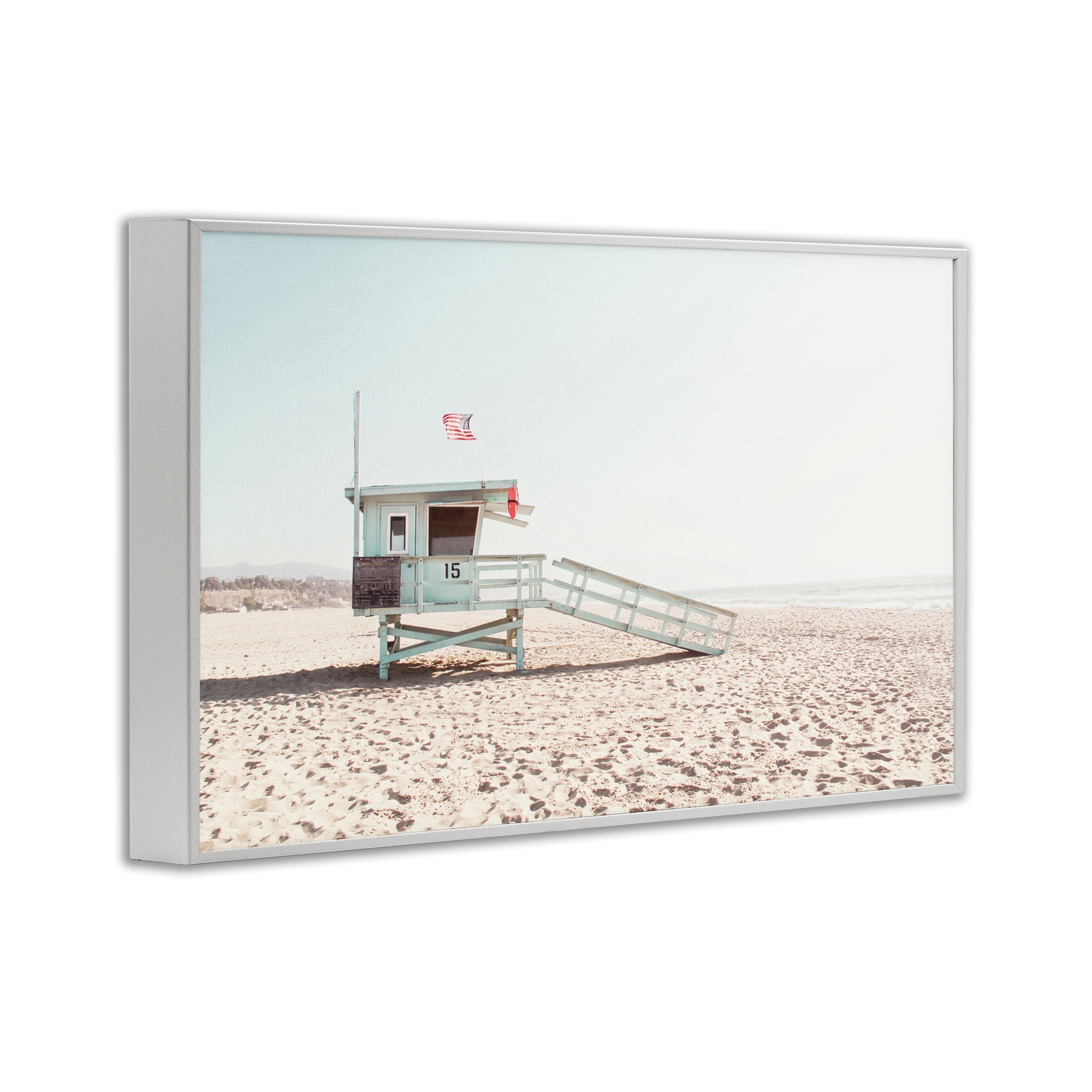 Lifeguard Hut Sunny Day White Framed Giclee Art, design by Sisi and Seb
