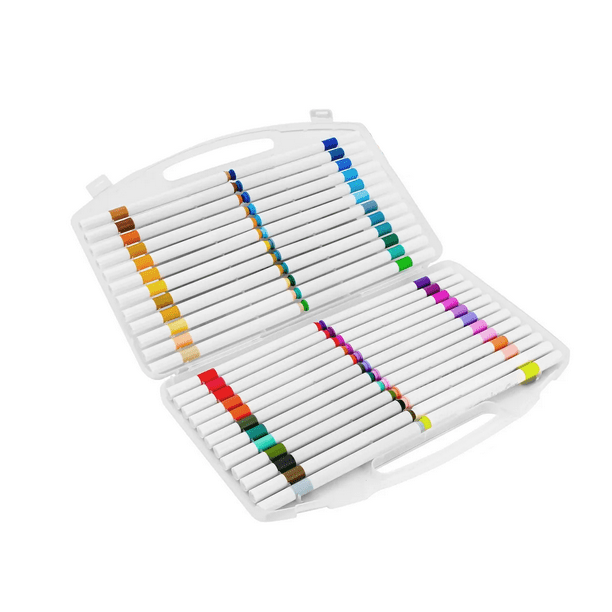 48 Colores Marcadores Acrílica Pincel Plumones Punta Pincel estuche Malubero Blanco
