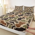 thumbnail image 4 of Feelyou Camouflage Shark Dolphin Bed Sheets for Men Boys, Coastal Animal King Sheets, Khaki Green, 4-Piece, 4 of 5