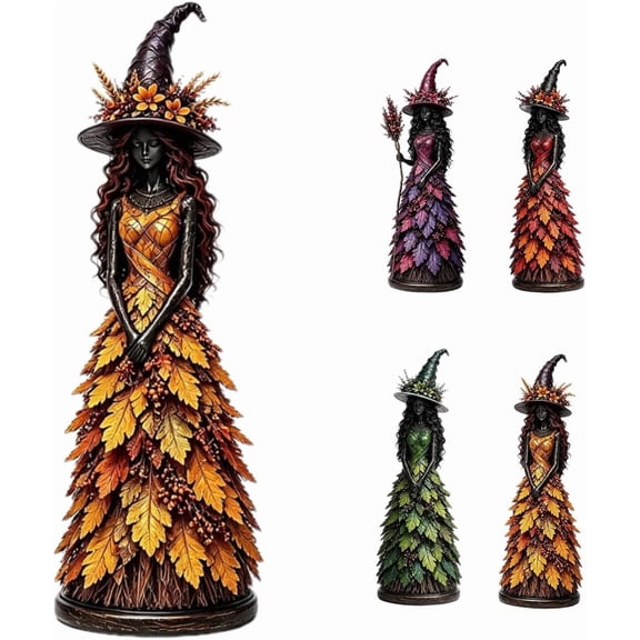 Clearance! Enchanted Autumn Witch,Halloween Witch Desktop Decoration,Witch Shelf Decoration for Mantel Fireplace Tiered Tray, Gothic Harvest Home Halloween Decor Gift (Yellow)