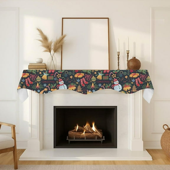 Christmas Holiday Fireplace Mantel Scarf | Holiday | Mantle Runner