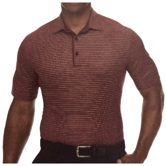 Greg Norman Men's Performance Golf Polo Shirt (Red Stripes, Medium)