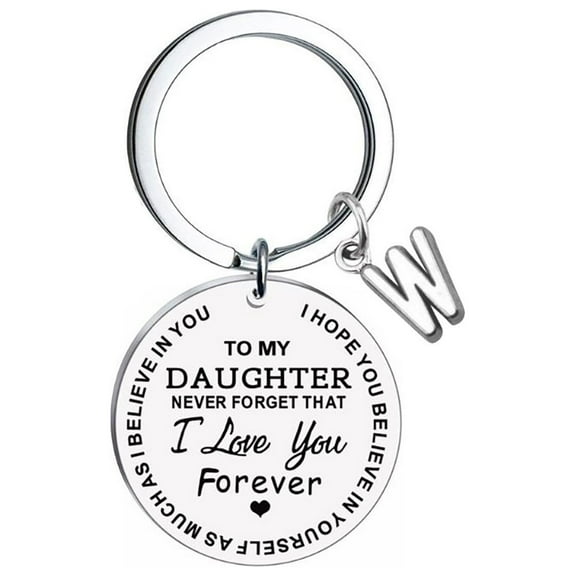 Weloille DIY to My Daughter Stainless Steel Last Name 26 Letter Keychain 2.5cm