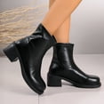 thumbnail image 2 of NECHOLOGY Botas Mujer Adulto Femenino Zapatos Botines para mujer Botas de manga de tacón grueso de cuero de color sólido de estilo británico para mujer (Black, 7.5), 2 of 6
