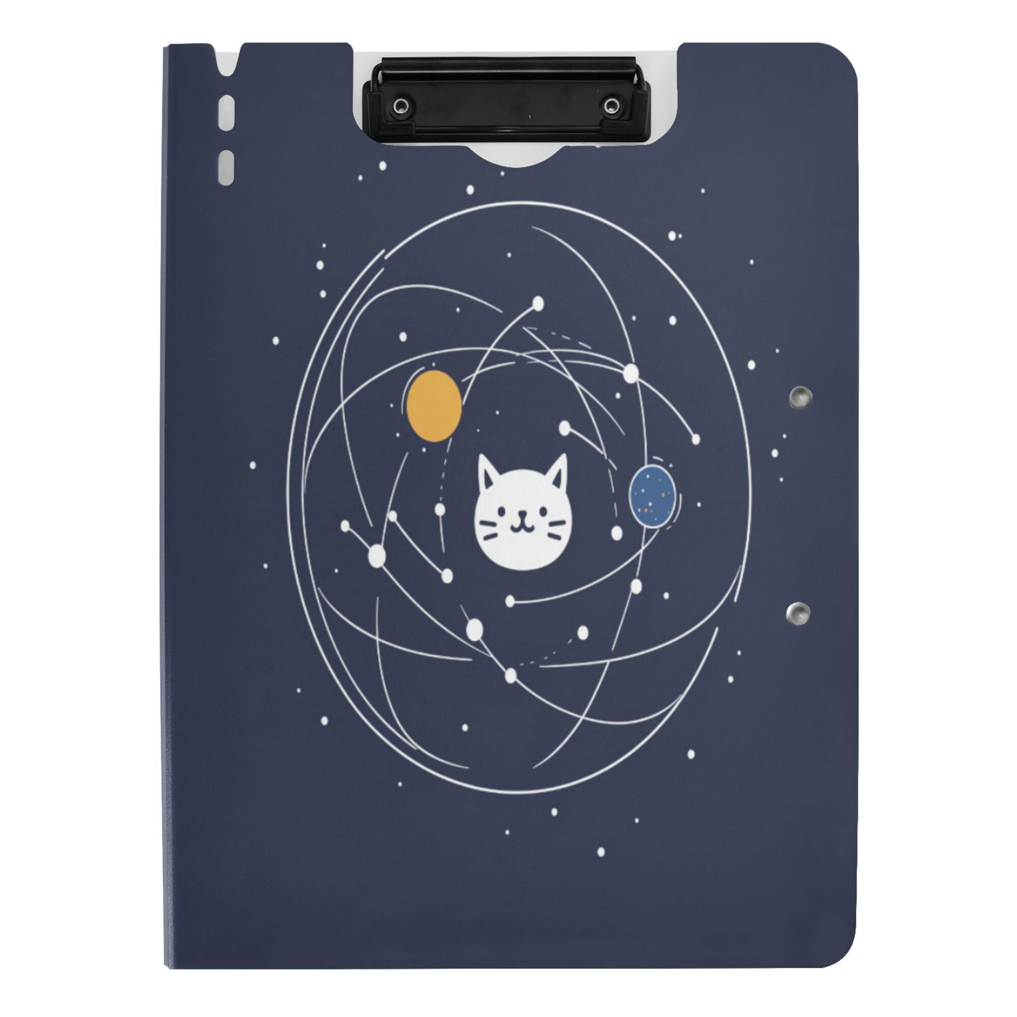 FORMRS A4 Clipboard Folder with Pen Holder Horizontal Foldable School Office Binder, White Cat Planet