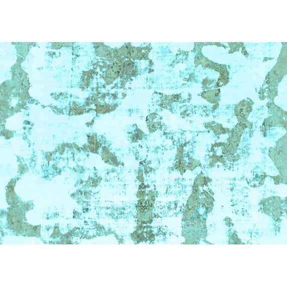Ahgly Company Indoor Rectangle Abstract Light Blue Modern Area Rugs, 3' x 5'