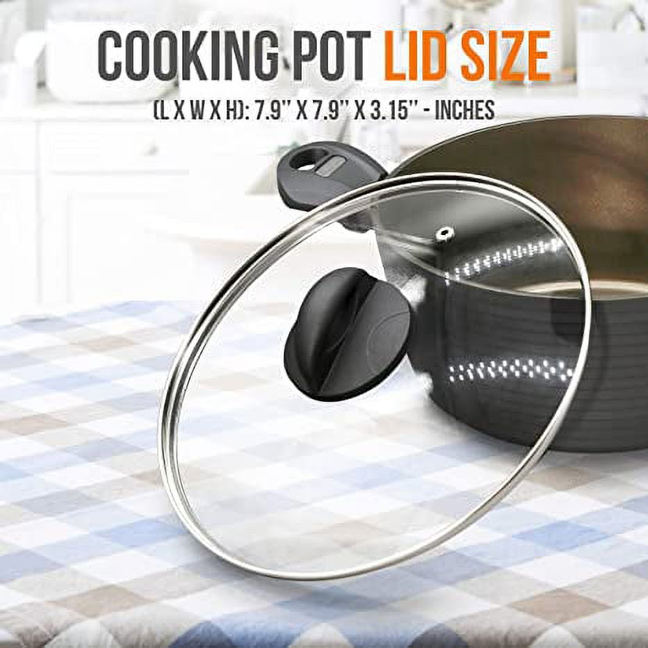 NutriChef Cooking Pot Lid - See-Through Tempered Glass Lids (Works with Model: NCCW12S)