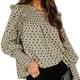 thumbnail image 3 of Mujeres camisa puff manga larga ruffle dot imprimir blusa cómoda para las mujeres Otoño Invierno, 3 of 5
