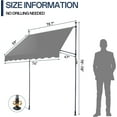 thumbnail image 3 of Wubio Manual Retractable Awnings for Patio, 78"x118" Patio Awning Door Awning Exterior Adjustable Door Canopy with UV Protection for Backyard, Garden, Balcony (Gray, 47" roll Out), 3 of 10