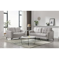 Callie's Gray Woven Fabric Loveseat Set - Includes 1 Sofa & 1 Loveseat with Pocket Coil Seating
