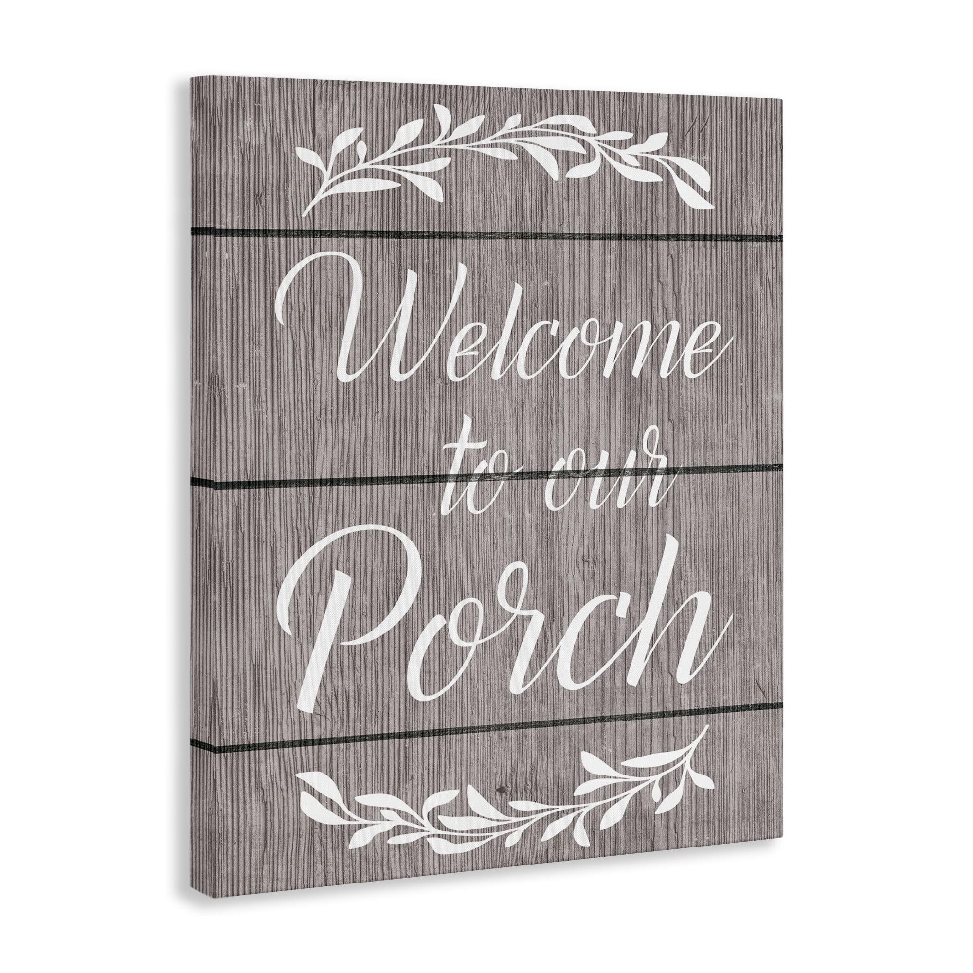 Stupell Industries Rustic Welcome Porch Text & Numbers Painting Wrapped Canvas Art Print Wall Art, 16 x 20