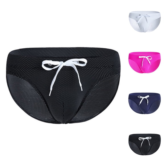 SGFCWSX Men's Solid Drawstring Swim Briefs in Quick-Dry Fabric** Black XL