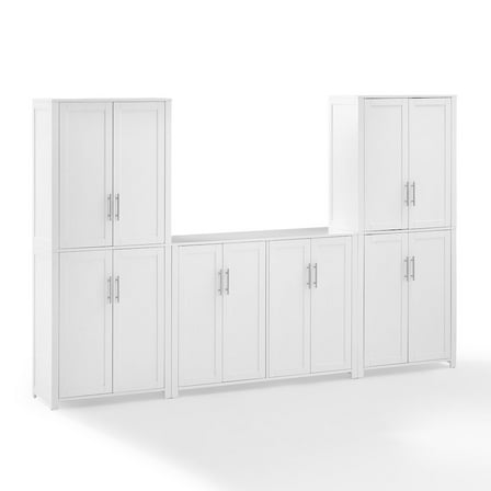 Crosley Furniture Savannah 3-Piece Sideboard And Pantry Set White - Sideboard & 2 Pantries