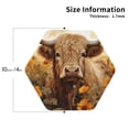 thumbnail image 2 of Lsque Vintage Sunflower Cow Pattern 4" Drink Coasters Set of 4, PVC Leather Absorbent Coasters, Table Coaster Set Decorative Coffee Cup Coasters Housewarming Gift -Hexagon, 2 of 6