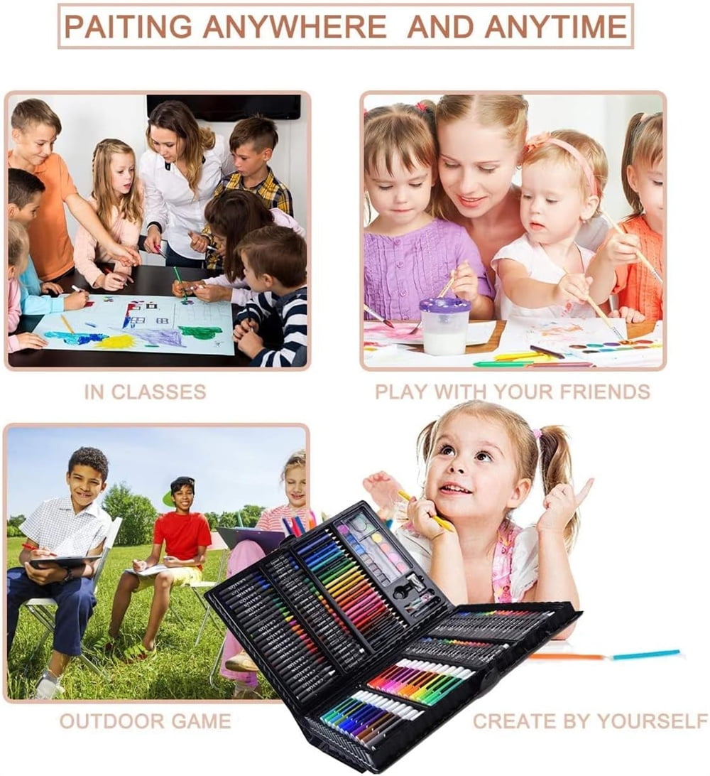 NOGIS 150 Pcs Kids Art Set, Painting Kits for Kids Ages 4-8, Non-Toxic Art Supplies for Girls & Boys, Drawing Set with Watercolor, Oil Pastels, resent for Young Artists