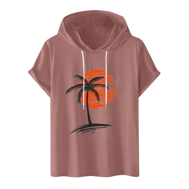 Camisetas de Manga Corta para Hombre Camiseta Deportiva con Capucha de Moda de Impresión Casual, Ligera para el Uso Diario Del Verano