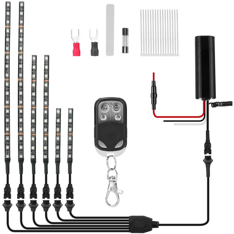 6Pcs Motorcycle RGB LED Light Kit TeqHome IP67 Waterproof Multi Color Ground Effect RGB Atmosphere Lights with Remote Controller for Motorcycle Car