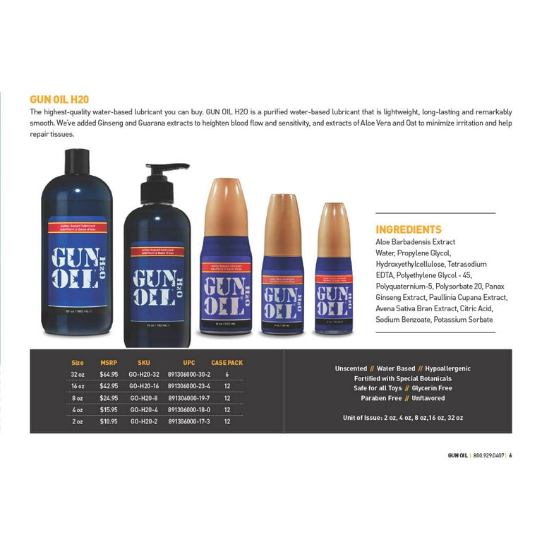 Gun Oil H2O Lube - Water Based Liquid Personal Lubricant - 2 fl.oz