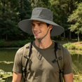 thumbnail image 2 of UPF 50+ Men's Sun Hat Wide Brim Bucket Hat UV Protection Hat for Mens Womens Beach Sai Gardening Golf Fishing Adjustable Fit, Chin Strap Gray Free Size, 2 of 6