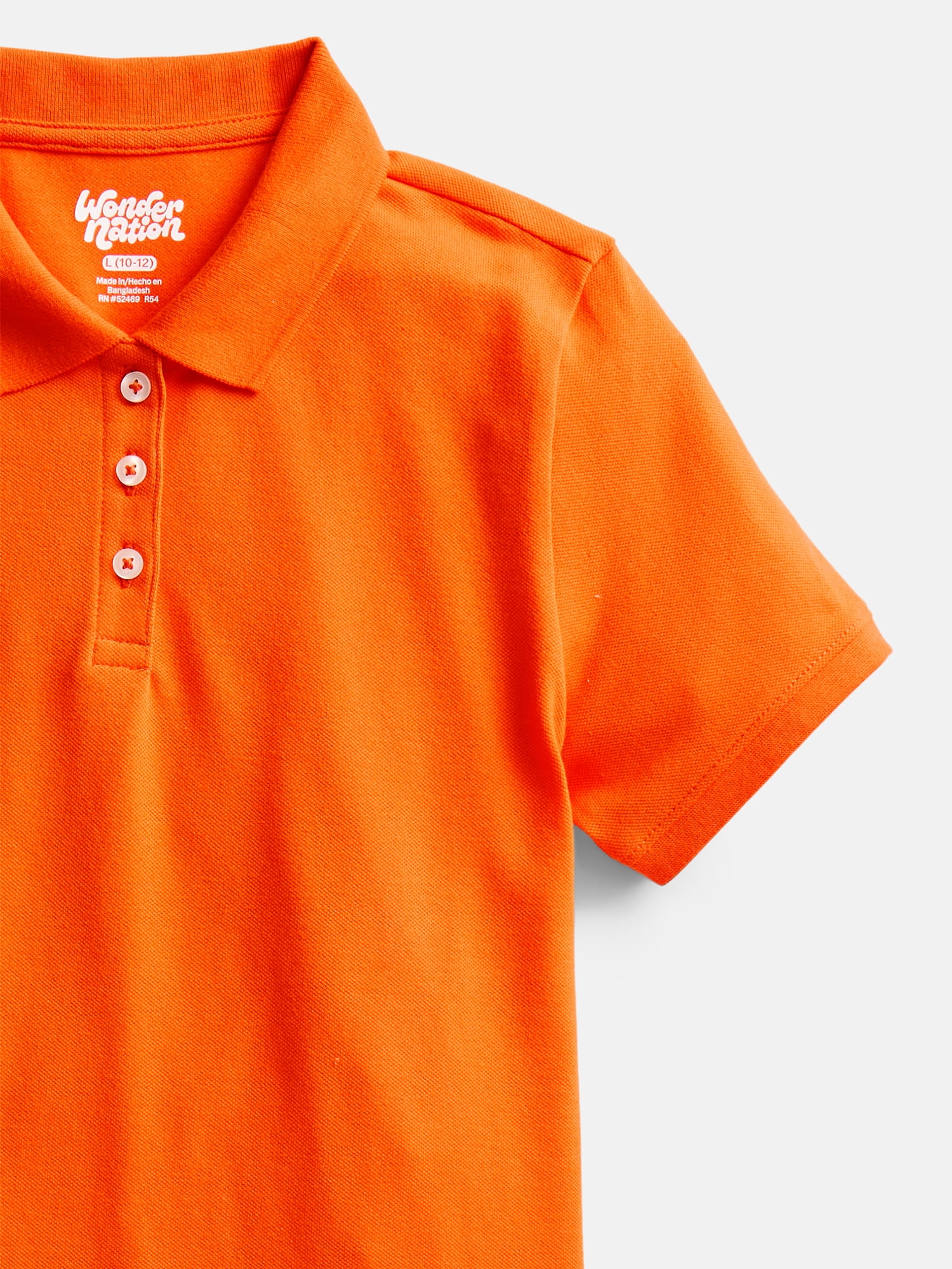 Wonder Nation Girls School Uniform Pique Polo Shirt with Short Sleeves, Size 4-18