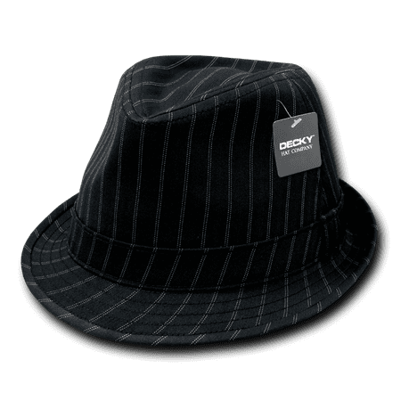 DECKY Double Pinstripe Black White Fedora Fedoras Hat Hats For Men Women Black/Black