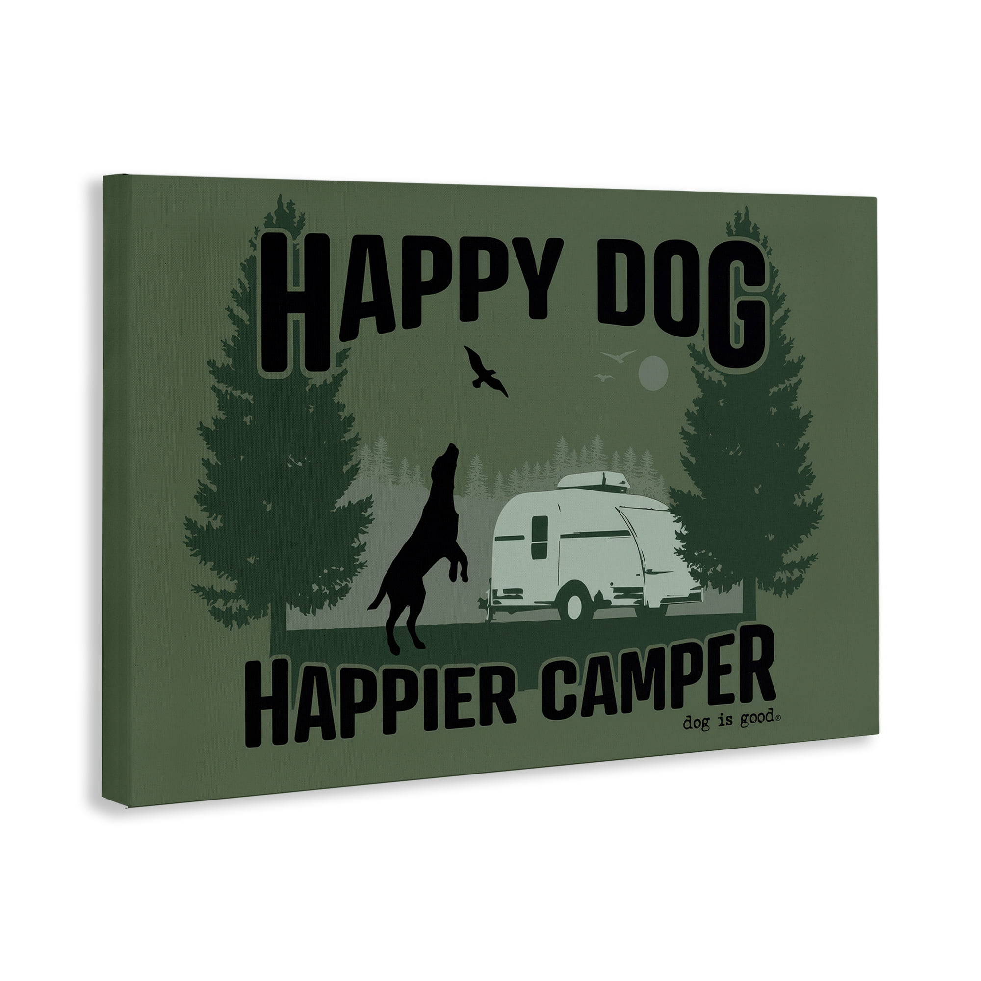 Stupell Industries Happier Camper with Dog Animals Painting Wrapped Canvas Art Print Wall Art, 45 x 30