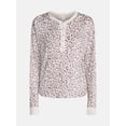thumbnail image 6 of Joyspun Women's Cozy Lounge Collection Hacci Long Sleeve Henley Sleep Top, Sizes XS to 3X, 6 of 6
