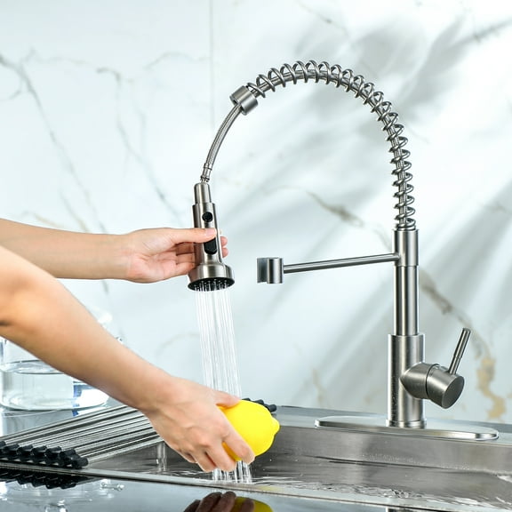 Kitchen Faucet Kitchen Faucet with Pull-Down Spray head in Brushed Nickel Finish, Stainless Steel,Pull Down Kitchen Faucet