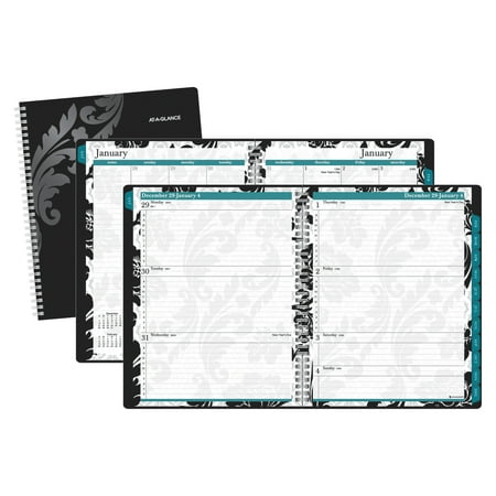 AT-A-GLANCE Block Format Madrid Weekly/Monthly Planner, 8 1/2 x 11, Black/White,