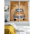 thumbnail image 3 of Sheer Curtains 63 Inches Long 2 Panels, Watercolor Autumn Pumpkin Sunflowers Rod Pocket Curtain Voile Draperies, White Plaid Truck Light Filtering Window Treatment for Living Room Kitchen Bedroom, 3 of 8