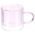 thumbnail image 1 of 8.4 oz Double Wall Glass Coffee Mugs Glass Tea Cup with Widened Handles for Espresso Coffee Cappuccino Tea Bag Latte Hot Cold Beverages Juice Pink, 1 of 6