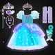 thumbnail image 1 of Vestido de La Sirenita para niñas, traje de princesa Ariel con luz LED verde, tul esponjoso, disfraz de hada luminosa para Halloween, novedad de 2023 Fivean unisex, 1 of 2