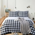 thumbnail image 2 of NTBAY Microfiber Queen Duvet Cover Set, 3 Pieces Soft Houndstooth Printed Cover Set with Zipper Closure and Corner Ties, Black and White, 2 of 5