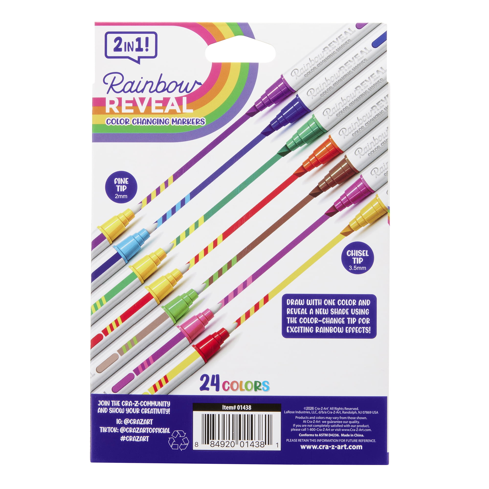 Cra-Z-Art 12 Count Rainbow Reveal Color Changing Markers (24 Colors)