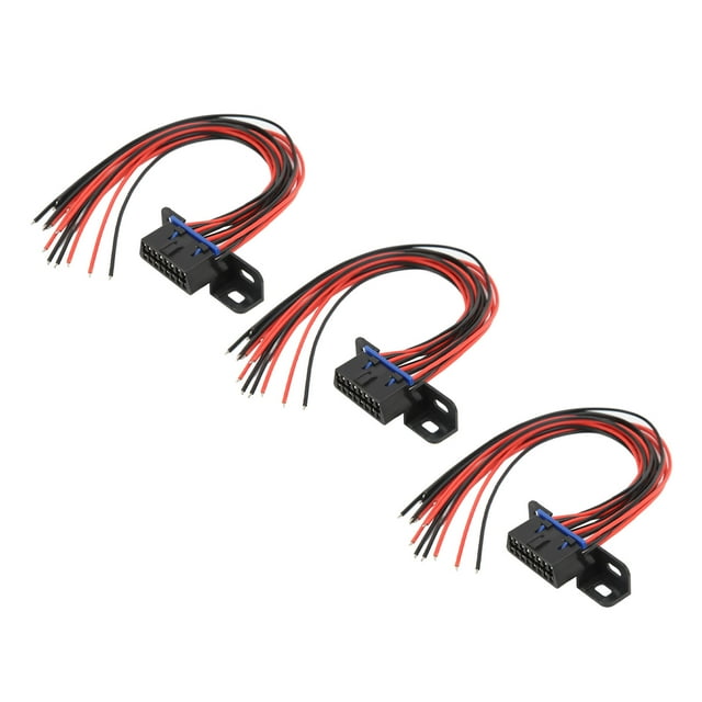 OBD2 Cable, Diagnostic Interface Cable Flexible 30cm Long 3Pcs With 16Pin Female Connector For Auto Diagnostic Tool