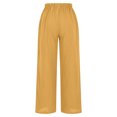thumbnail image 4 of Yuzhih Women's Palazzo Pants Flowy Wide Leg Beach Trousers with Pockets Drawstring High Waisted Loose Comfy Trousers, 4 of 5