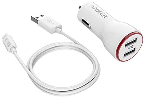 Anker 24W Dual USB Car Charger PowerDrive 2 Note Nexus 3ft Micro USB to USB Cable Combo for Samsung Galaxy Series/Edge/Plus Nokia and More Motorola HTC 