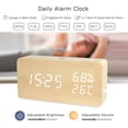 thumbnail image 3 of Mistaha LED Digital Wooden Alarm Clock APP Control Time/ Temperature/ Humidity/ Date Display Electronic Desktop Clock 4 Levels Brightness Sound Control USB or Battery Supply, 3 of 8